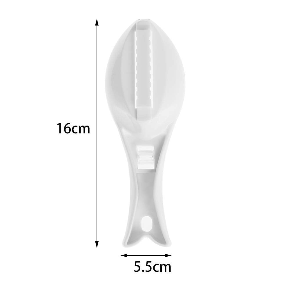 Person holding the fish scale scraper, highlighting its comfortable grip.
