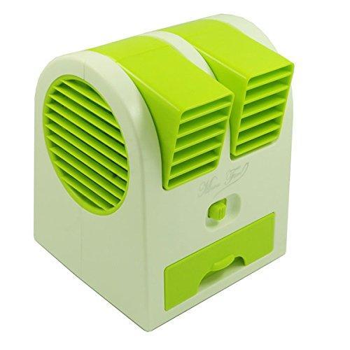 Front view of dual bladeless mini air conditioner