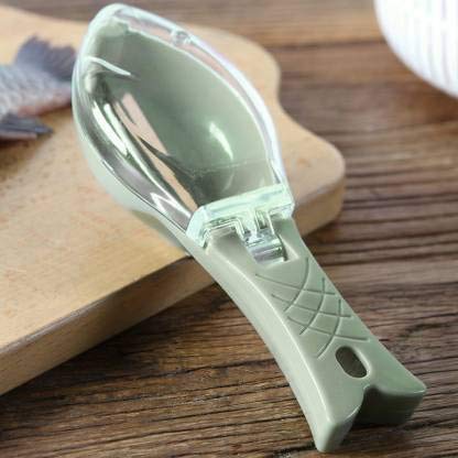 Compact kitchen gadget, a fish skin peeler and scale remover, on a white background.