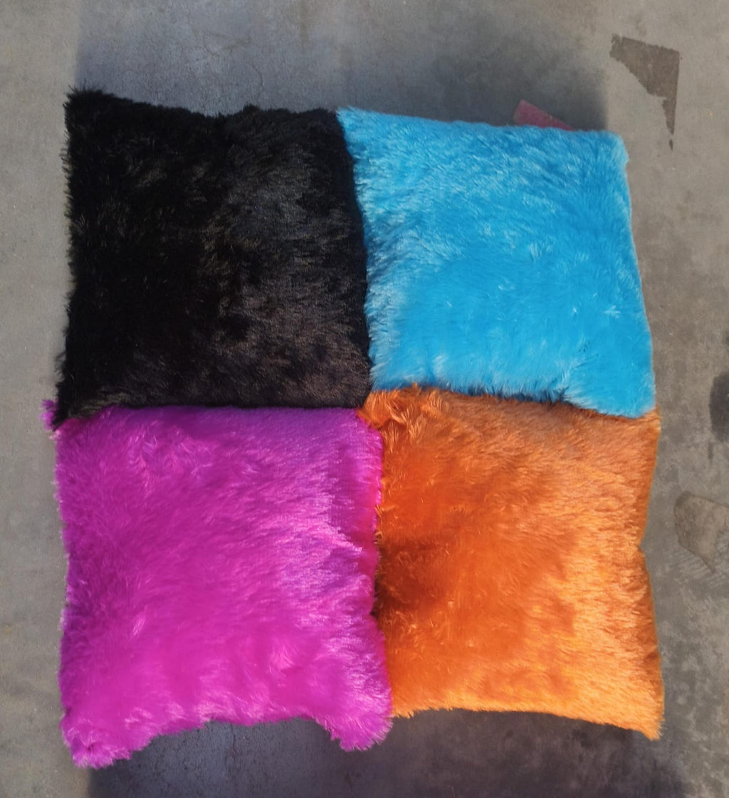 Elegant fluffy cushion pillow adding warmth to sofa