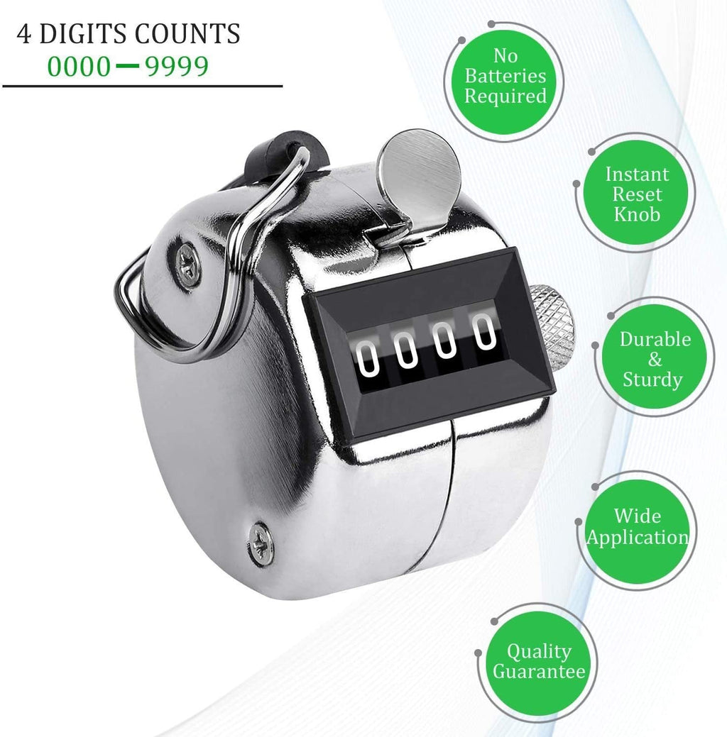 Close-up of the reset knob on the manual hand tally counter.