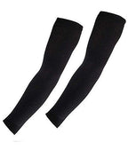 Close-up of the black arm sleeve fabric texture, showing breathability and elasticity.