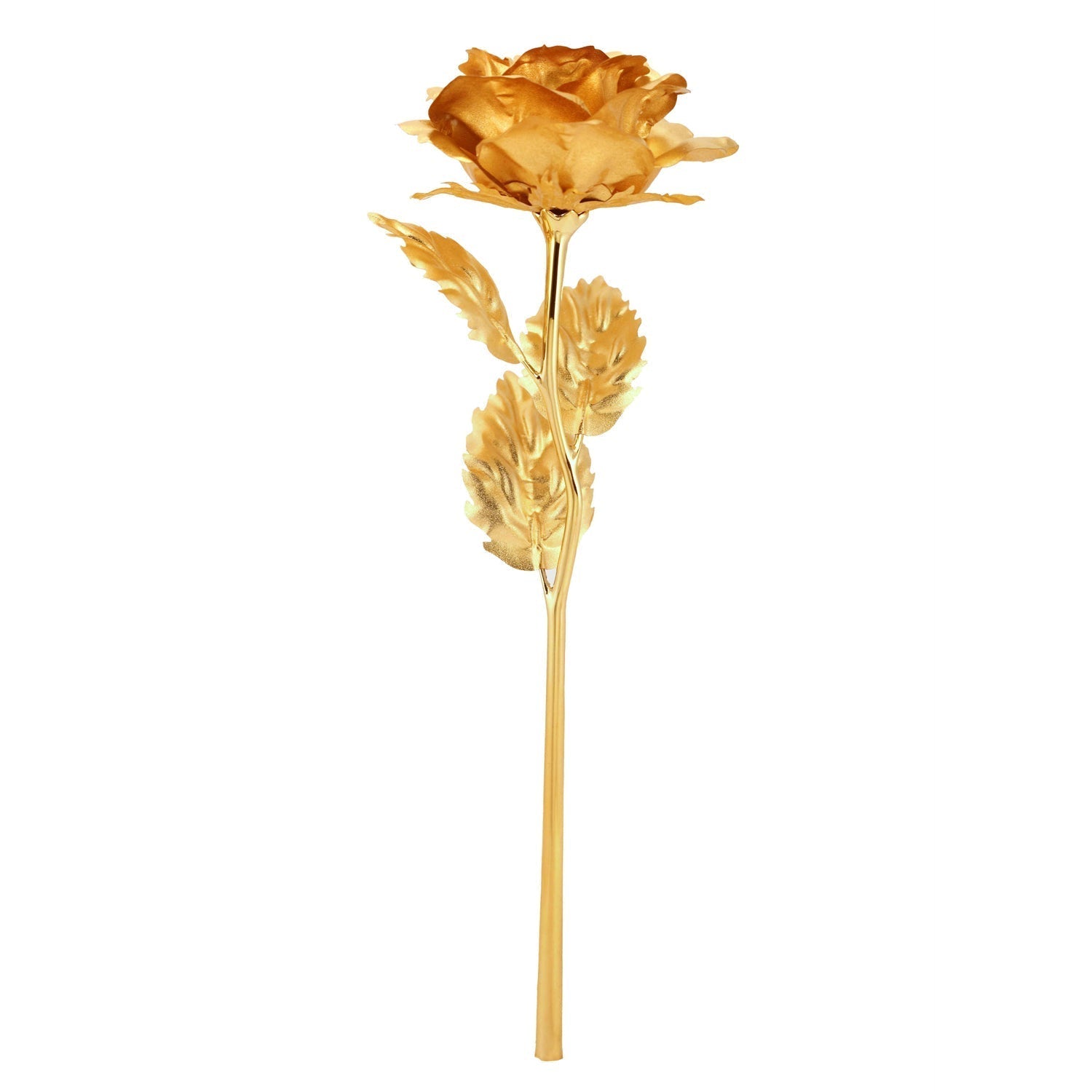 Artificial golden rose with detailed gold plating
