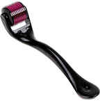 Derma roller with fine titanium needles for anti-ageing and skin rejuvenation.