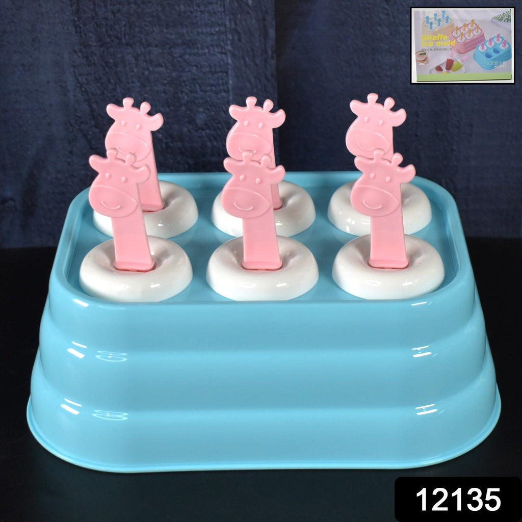 Giraffe ice molds filled with popsicle mixture ready for freezing