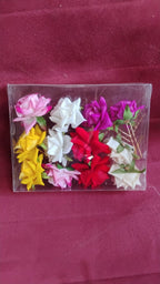 Multicolor flower hair pins displayed as mixed set for styling