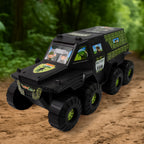 Durable 8-wheel military toy car for kids, ready for adventure.