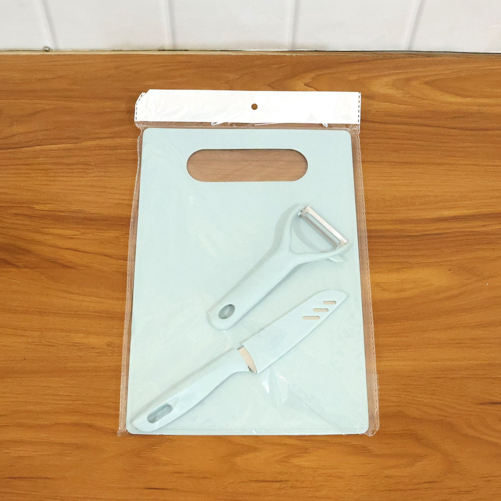Complete 3 in 1 Kitchen Knife, chopping board and peeler set