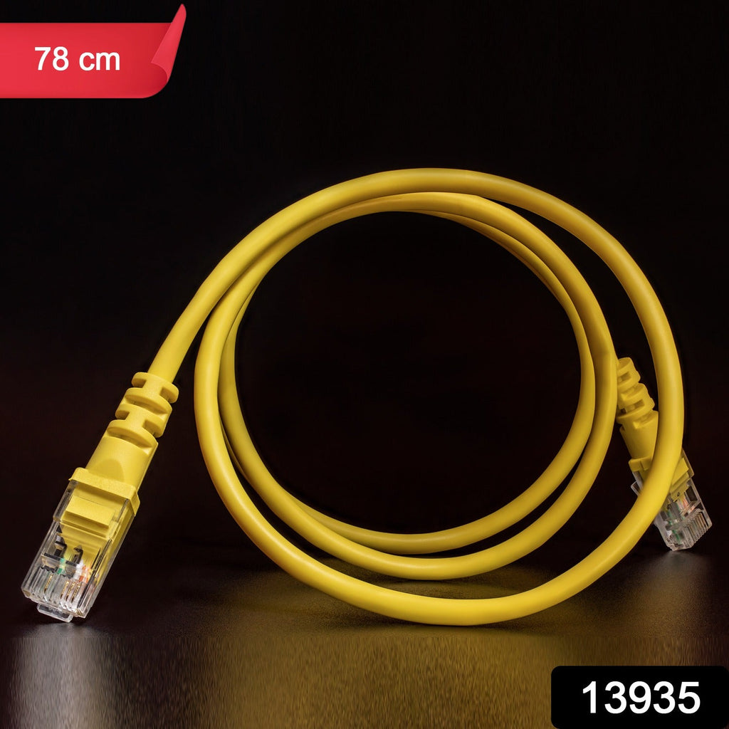 Close-up of LAN cable showing RJ45 connector for network devices