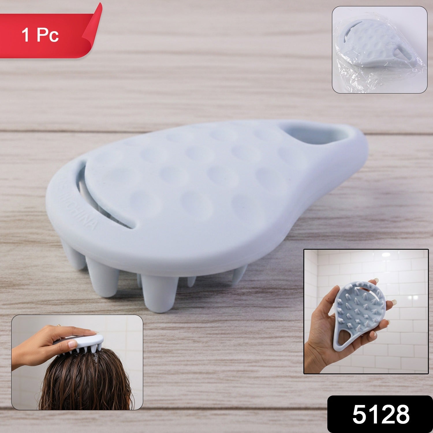 Soft bristle silicone scalp scrubber tool for gentle hair care