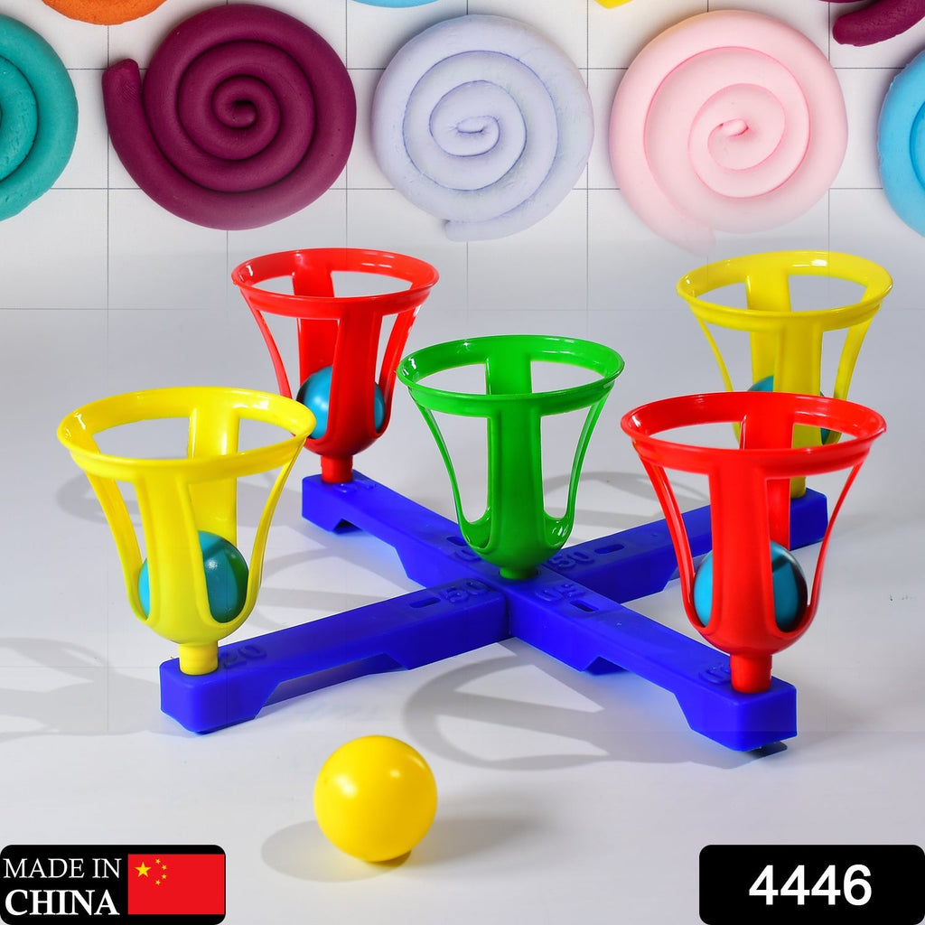 Close-up of the non-toxic plastic balls and vibrant baskets.