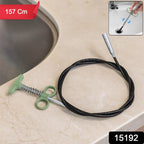 Drain cleaning snake tool removing pipe blockage