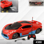 Side view of red and black High-Speed RC Sports Car with blue accents