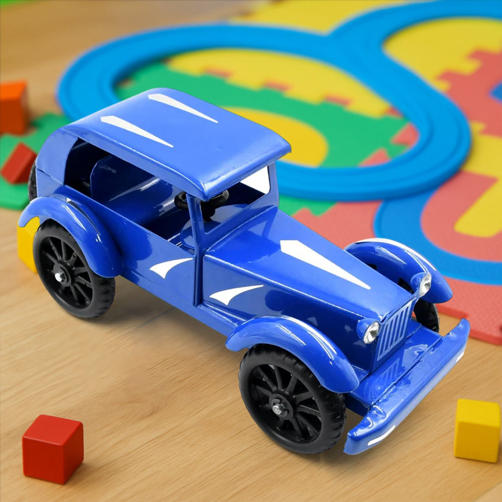 A front view of the 10-inch Vintage Metal Car, showcasing its classic design and metallic finish.