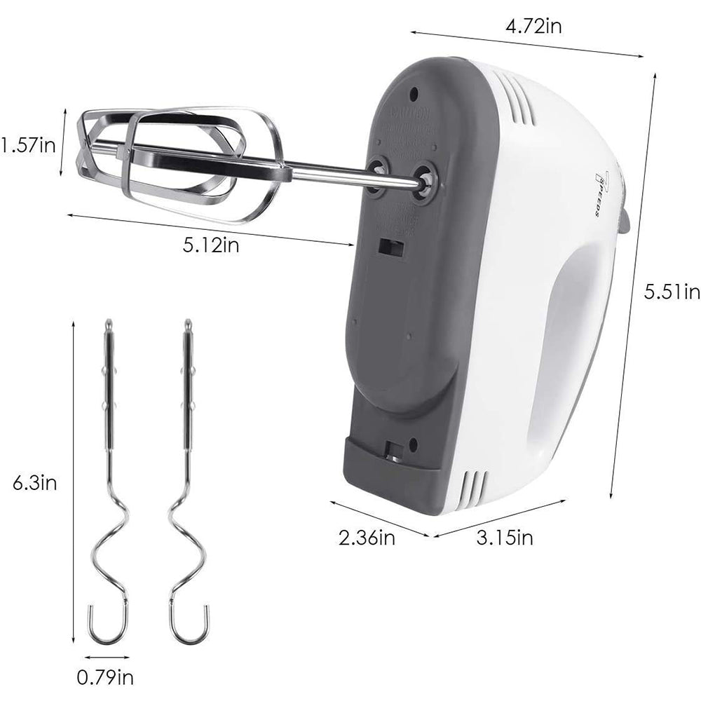 XcelCraft hand mixer with detachable stainless steel attachments.