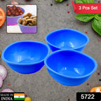 Stacked BPA free plastic bowls demonstrating their compact storage capability.