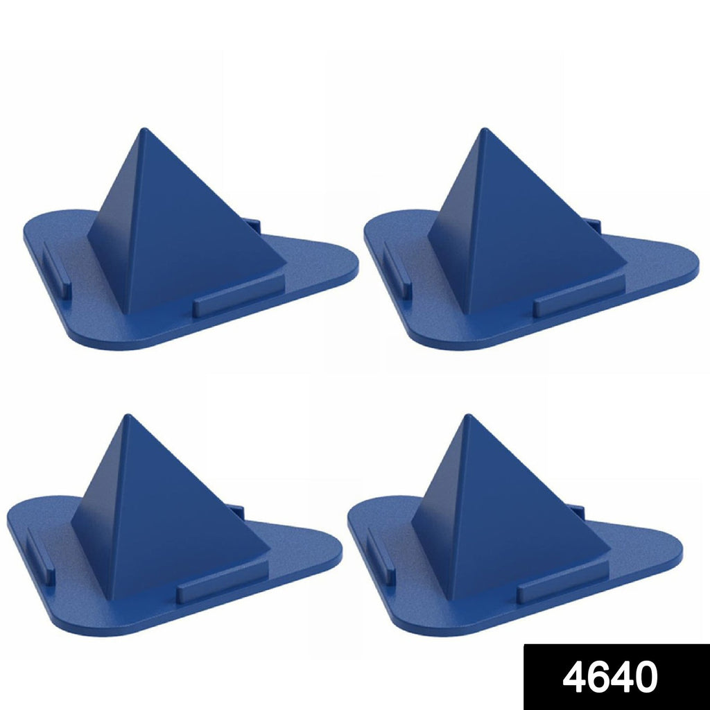 Close-up of the pyramid mobile holder stand's anti-slip base and compact size.