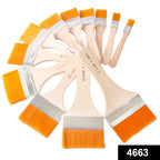 Top view of a 12-piece Flat Paint Brush Set with vibrant multicolor ergonomic handles.
