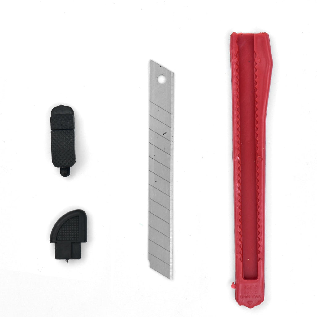 12-piece set of professional paper cutter knives in assorted colors.