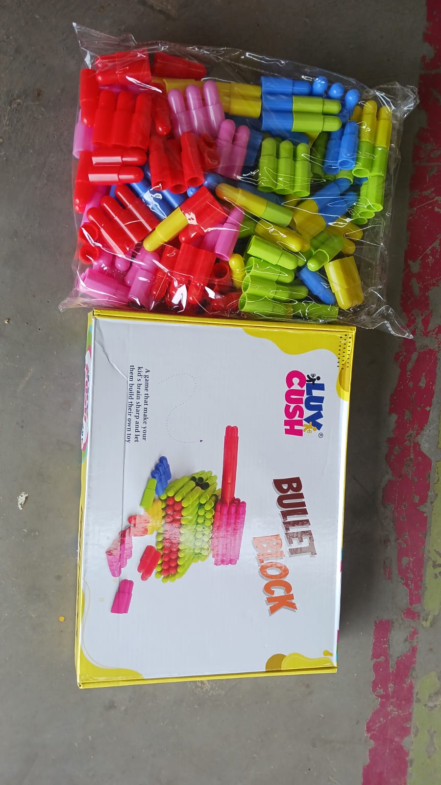 Assortment of colorful bullet blocks ready for creative play.
