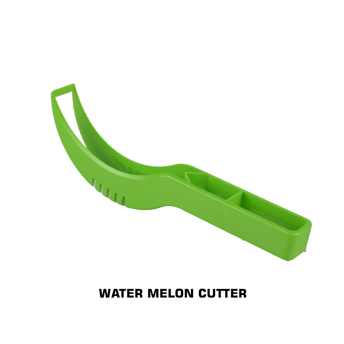 Ergonomic plastic watermelon slicer designed for quick and even fruit portioning.