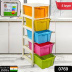 Multipurpose modular storage box with 5 layers, ideal for decluttering.