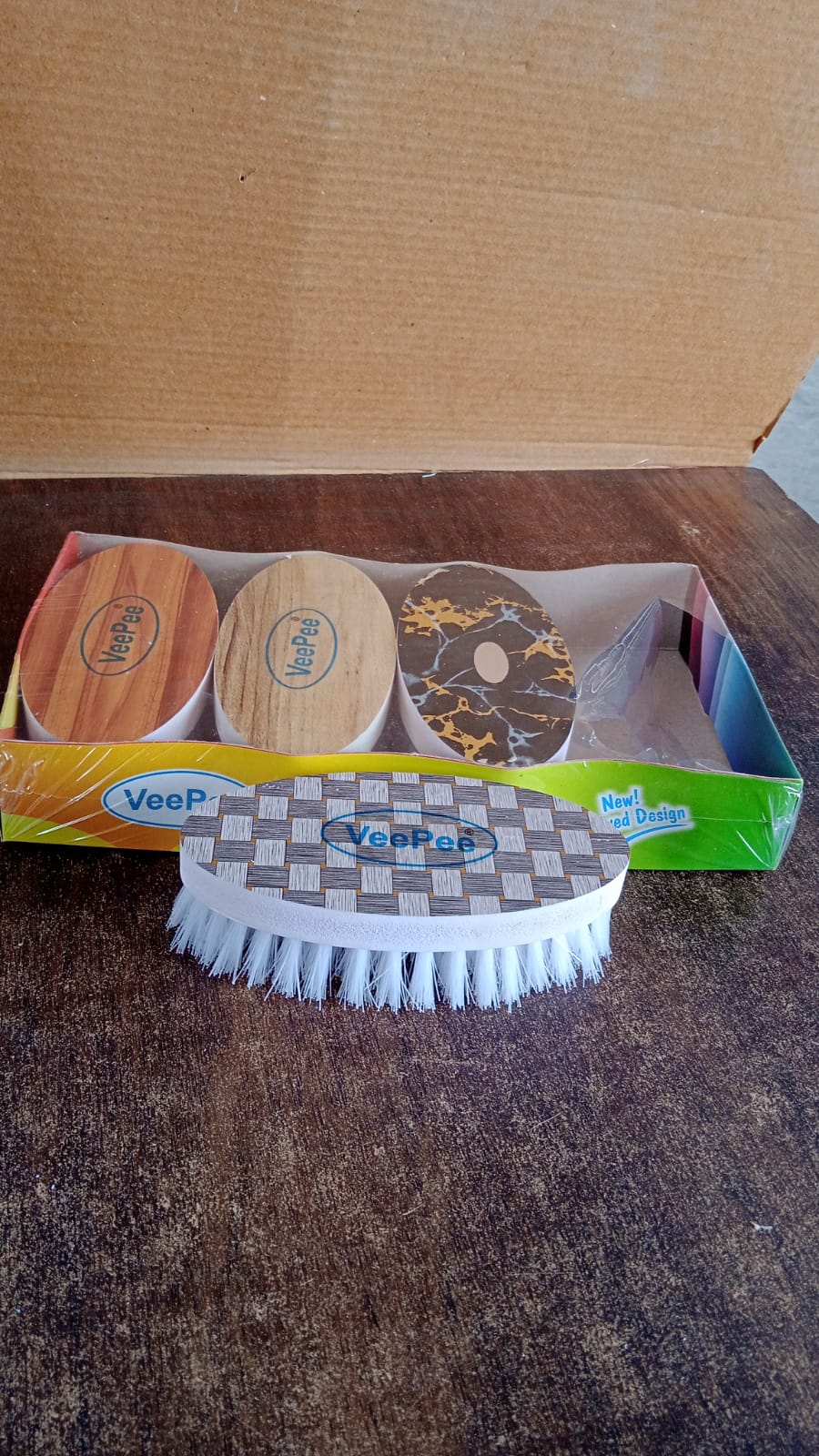 Close-up of nylon bristles on VeePee oval cloth washing brush