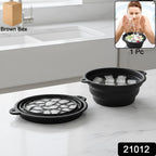Ice facial treatment bowl with built-in ice tray for cold therapy