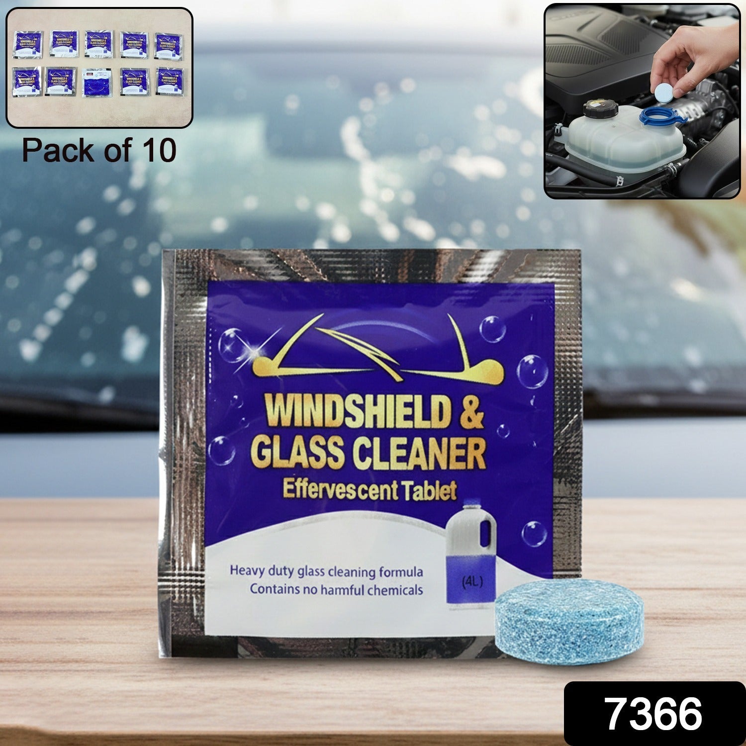 Pack of 10 car wiper detergent effervescent tablets by 