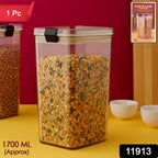 Airtight plastic storage container 1700 ML with clip-lock lid preserving freshness