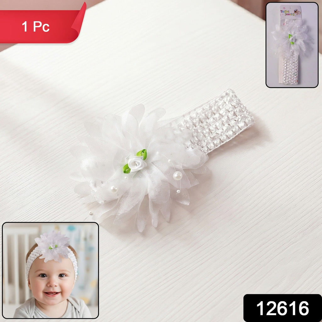 Elegant floral bow baby headband, lightweight and stretchable for infants