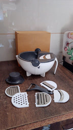 Detailed image showing the rotating handle mechanism of the multifunctional vegetable chopper