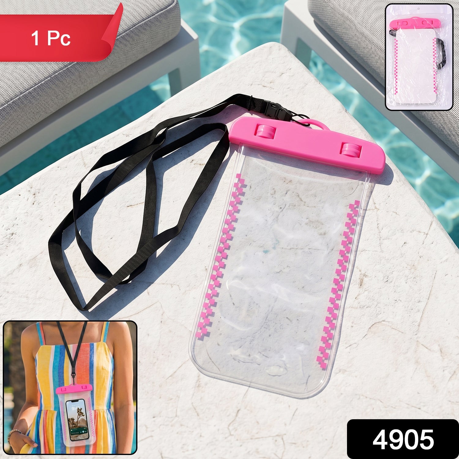 SKU image of waterproof mobile pouch cover in pink