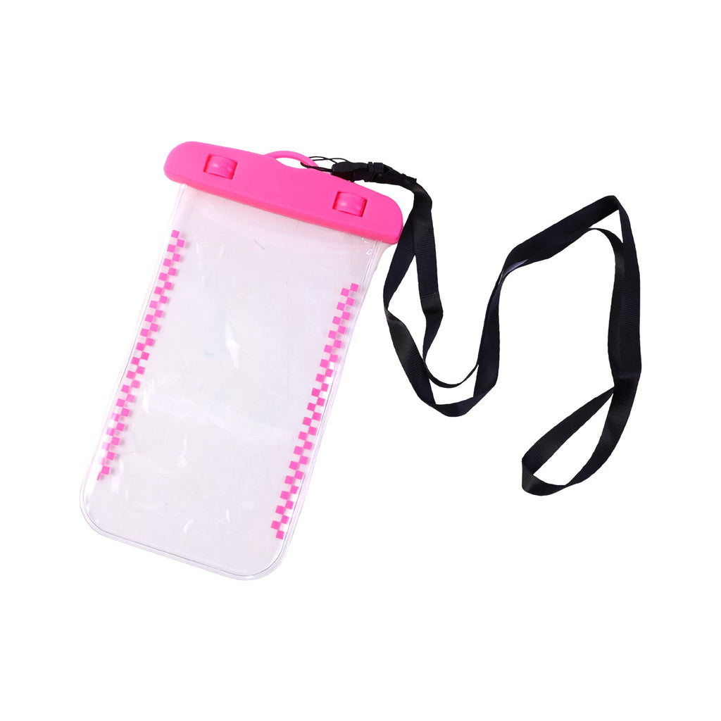 White background image of pink waterproof mobile pouch cover