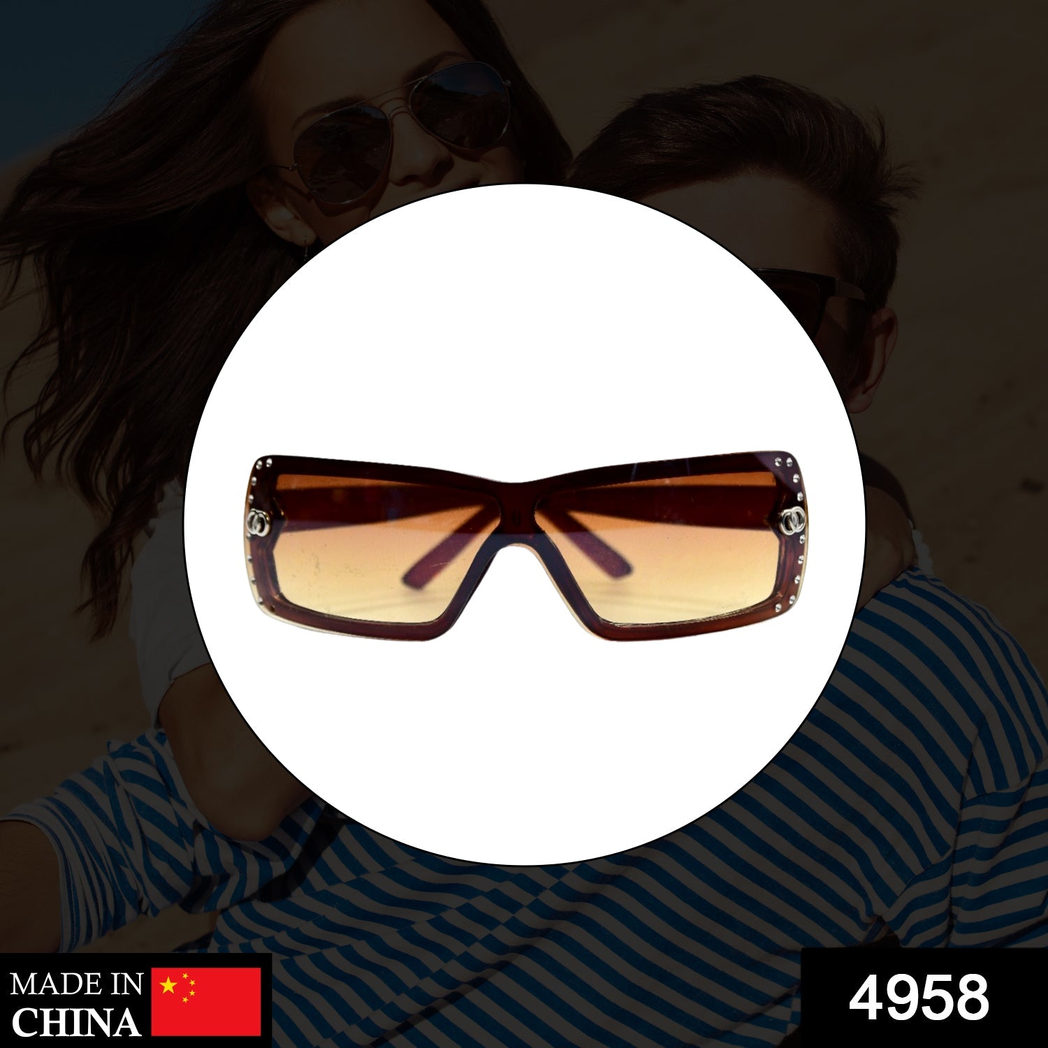 Front view of stylish Retro Driving Sunglasses featuring round polarized lenses.