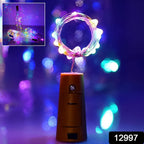 Close-up of the flexible copper wire with vibrant LED beads, powered by a discreet cork battery pack.