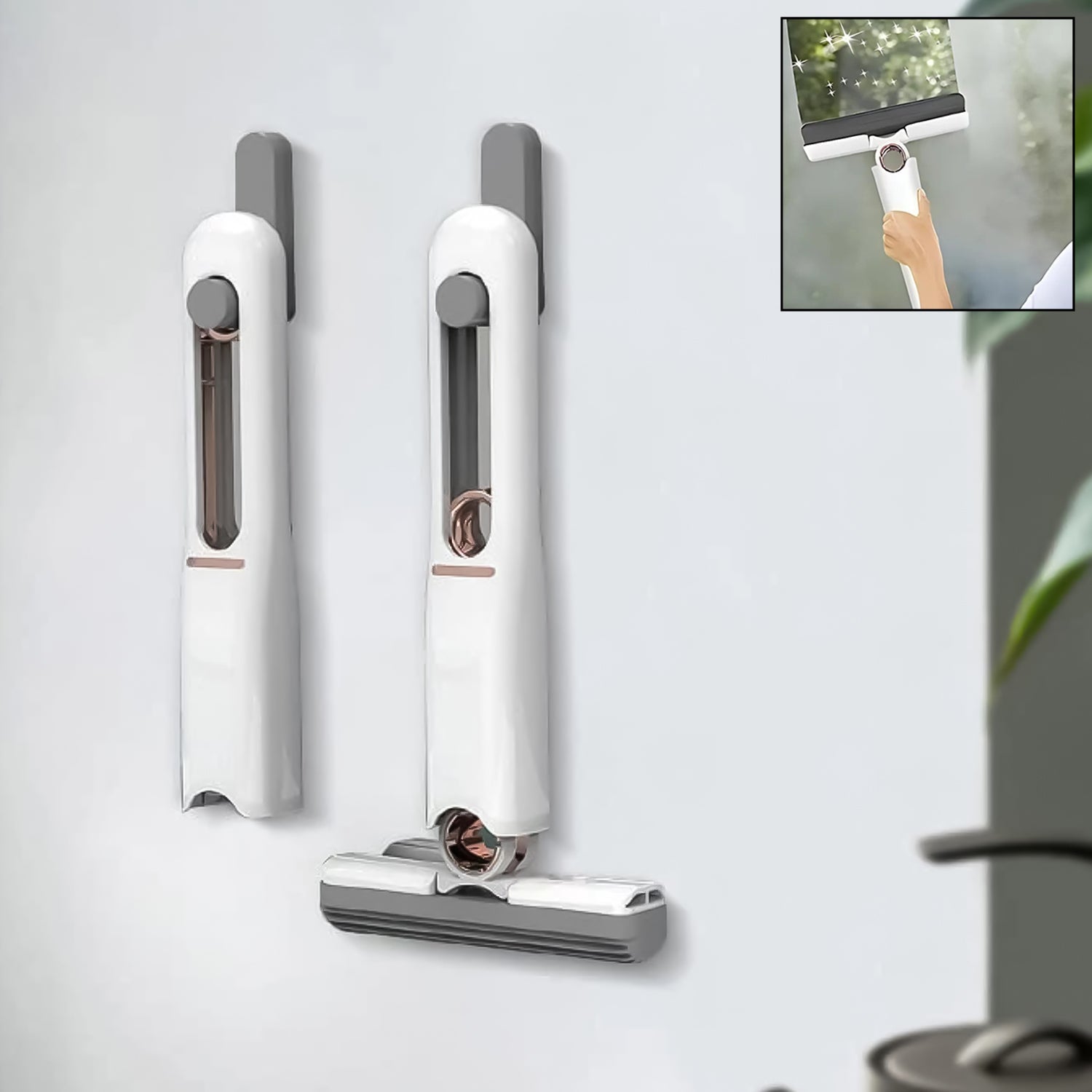 The Portable Self-Squeeze Mini Mop ready for hands-free cleaning.
