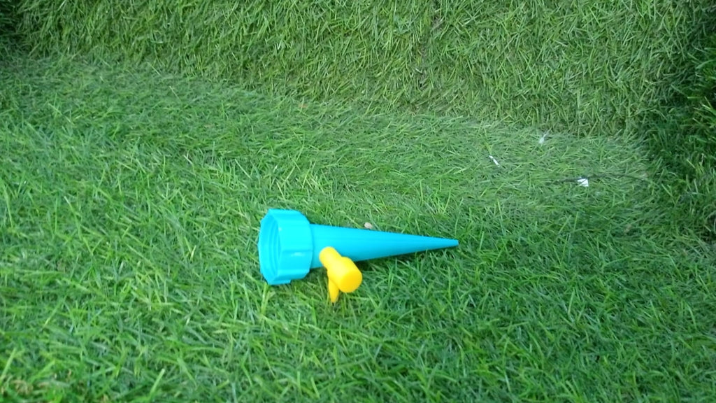 Detailed view of the plant watering spike components.