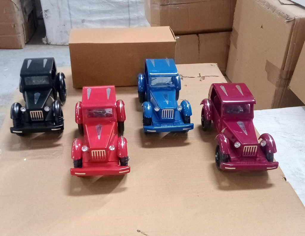 A different perspective of the 10-inch Vintage Metal Car, emphasizing its fine details.