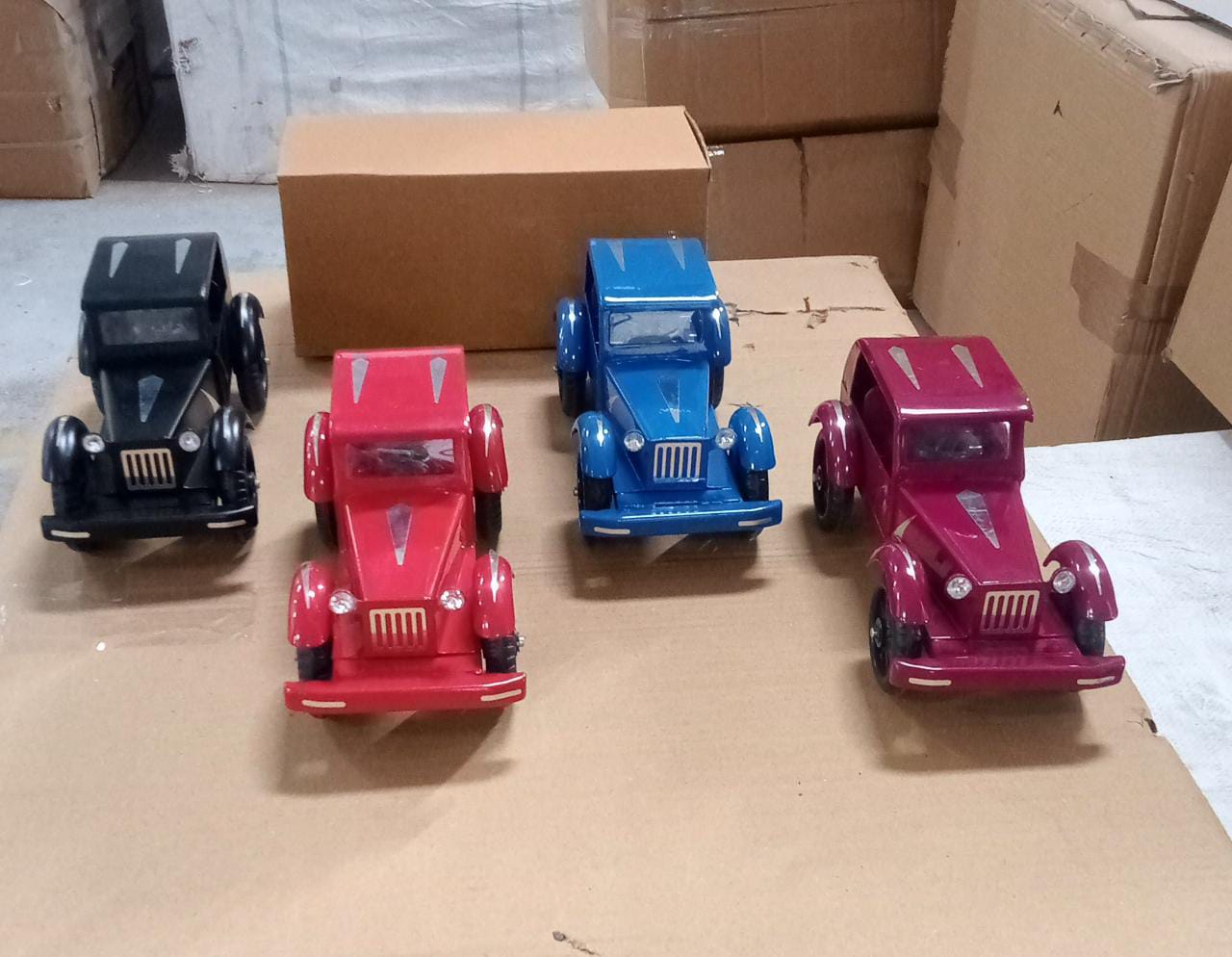 A different perspective of the 10-inch Vintage Metal Car, emphasizing its fine details.
