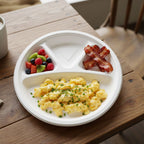 Single-use 4 compartment disposable serving plate for hygienic food presentation