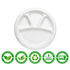Disposable 4 section food serving plate ideal for home dining and catering