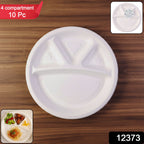 Set of 4 compartment disposable serving plates for parties and events