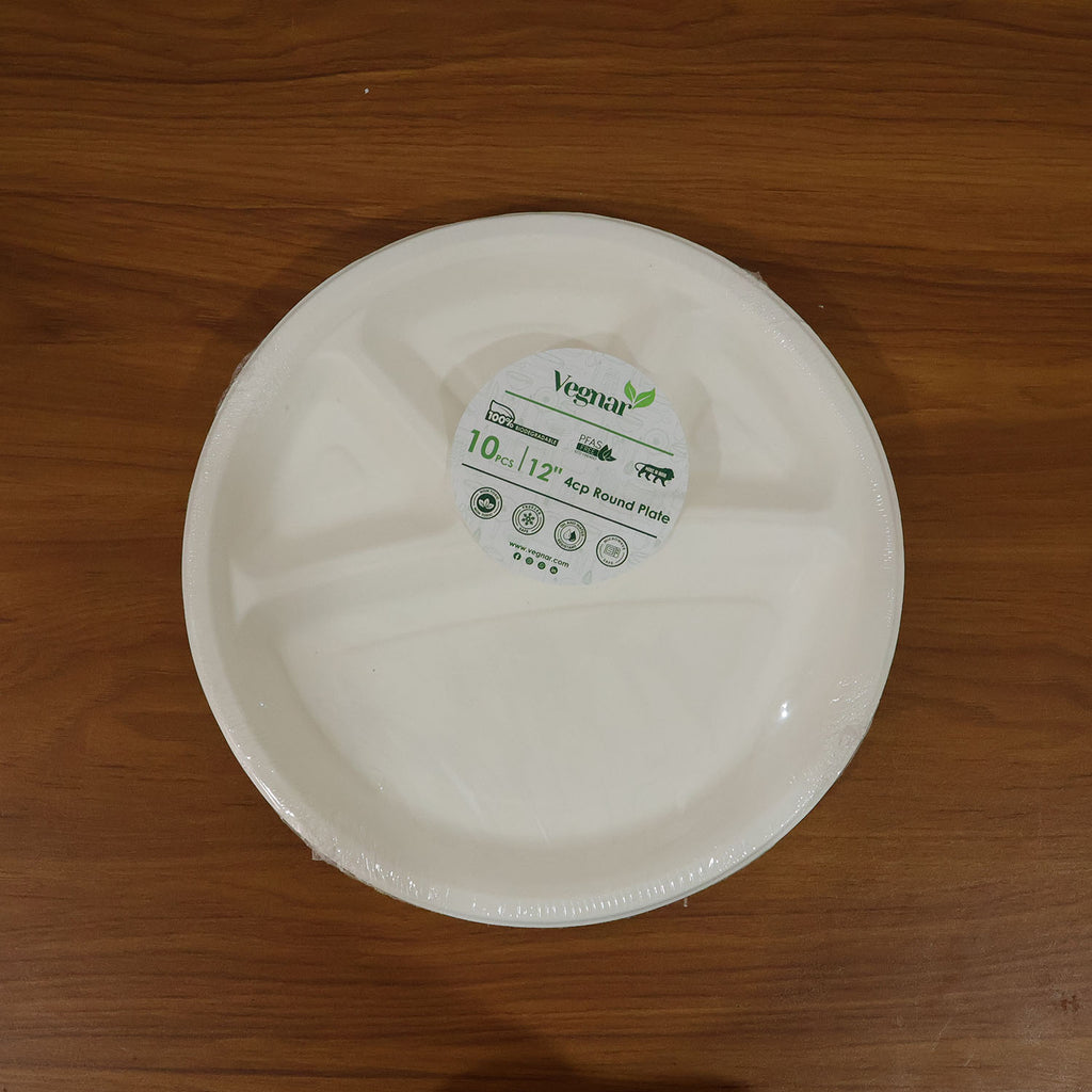 Usage scenario of 4 compartment disposable plate in party setting