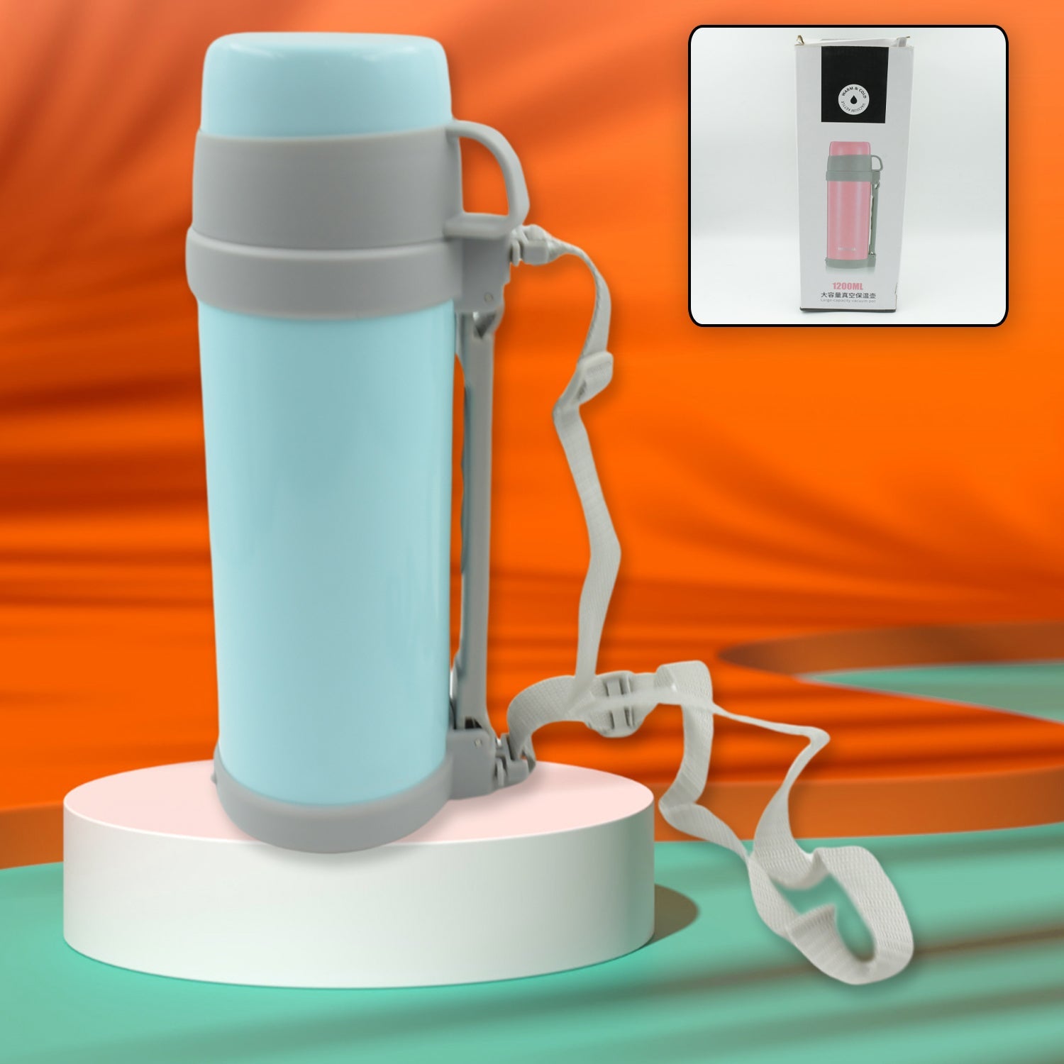 Stainless Steel Vacuum Bottle 1200ml in a sleek, frosted finish.