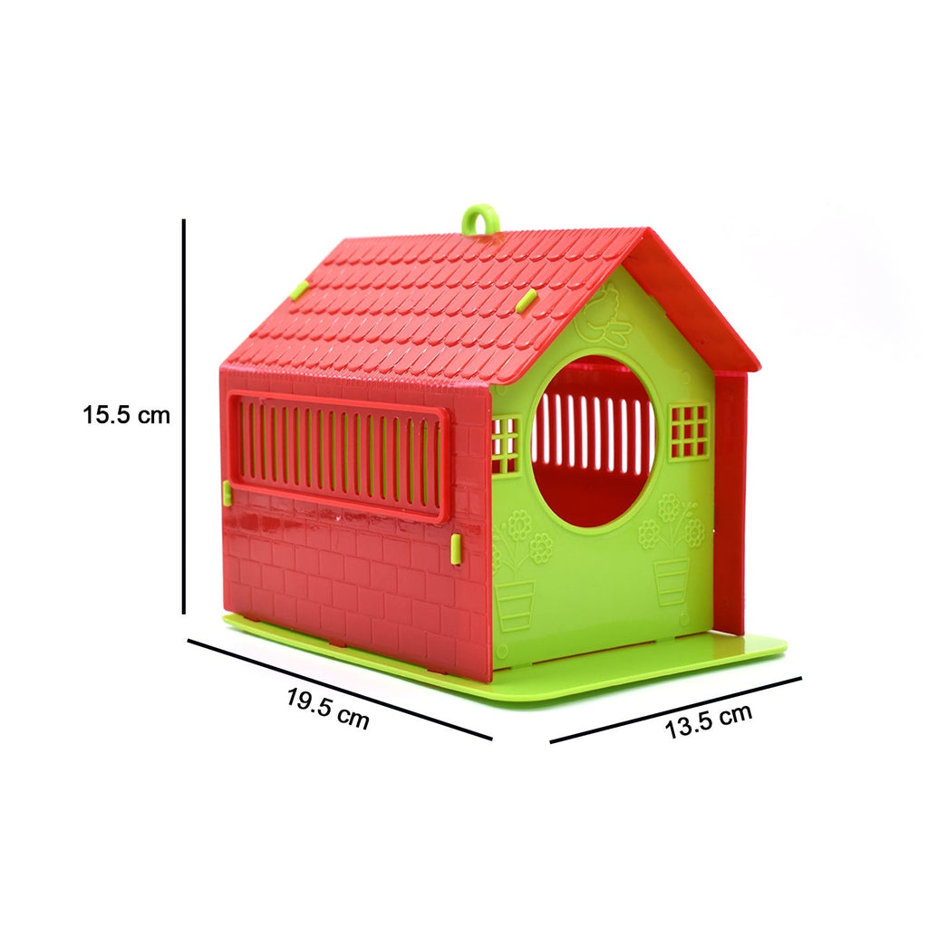 Wooden bird house with a sturdy hanging hook, ready for installation in a garden or balcony.