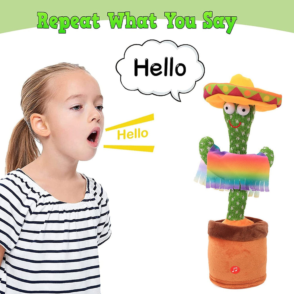 Adorable talking cactus toy with vibrant green color and engaging sound effects.