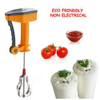 Close-up view of the Power Free Hand Blender's durable stainless steel blade.
