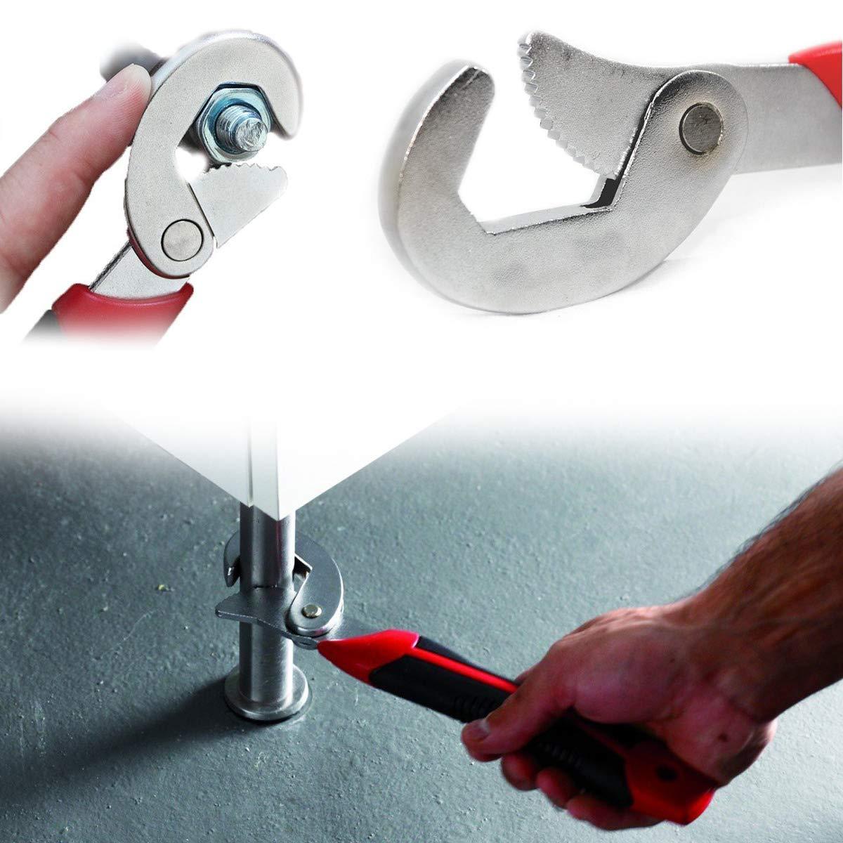 BoltForce adjustable wrench adapting to a plumbing pipe fitting with ease.