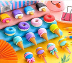 A child's hand holding a charming ice cream-shaped eraser, highlighting its appeal and ease of use.